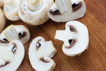 sliced mushrooms on a cutting board