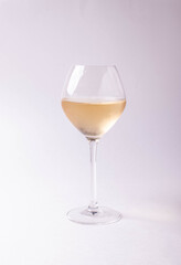 A white natural wine in a glass 