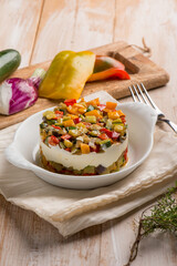 cheese salad with mixed stuffed vegetables