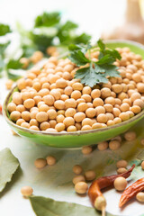Bowl of dried soy beans