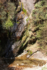Small waterfall, Everest trek in Himalayas, Nepal