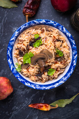 Risotto with mushrooms ande vegetables