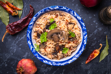 Risotto with mushrooms ande vegetables