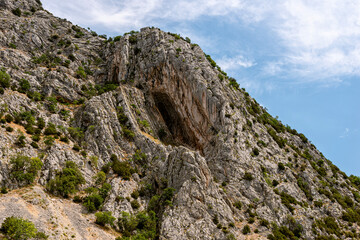 Mountains along the banks of the river in the national park Krka, Croatia
