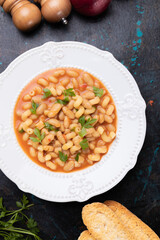 Italian pasta fagioli with kidney beans