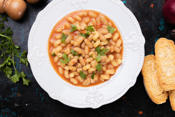 Italian pasta fagioli with kidney beans