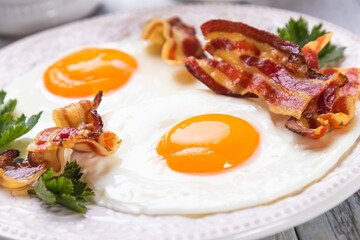 Fried eggs and bacon