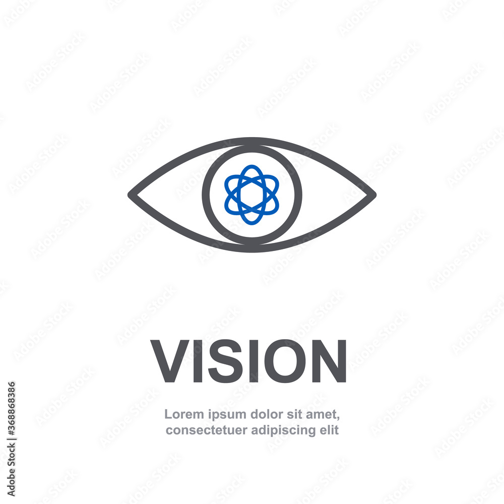 Wall mural abstract eye look - vision concept line vector illustration. flat eyeball symbol for business corpor