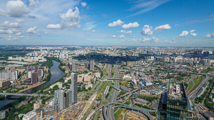 Aerial view of Moscow from skyscraper.