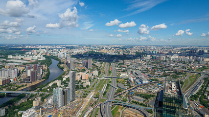 Obraz premium Aerial view of Moscow from skyscraper.