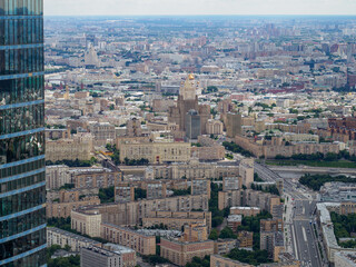 Fototapeta premium Aerial view of Moscow from skyscraper.