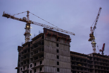 Building with cran backgroung the sky. High quality photo