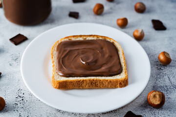 Chocolate hazelnut pasta with sandwich