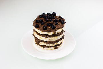 chocolate cake on white plate