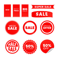 set of red sale stickers