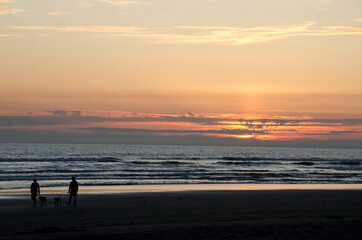 Sunset watchers near Westport Lighthouse State park