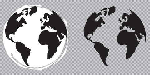 GLOBE TERRESTRE NOIR ET BLANC DESSINÉ © kazy