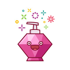 kawaii smiling soap bottle cartoon illustration