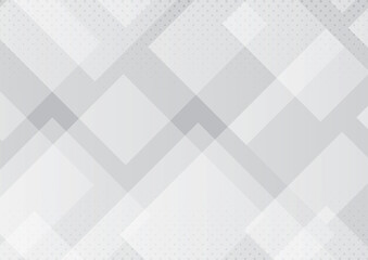 abstract translucent geometrical with halftone effect white and gray gradient color background. vector illustration.
