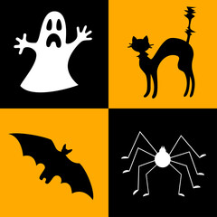 Halloween symbols collection. Set of 4 Halloween elements.