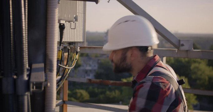 Engineer working on 5g antenna