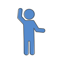 Hands waving gesture silhouette of man. Vector icon gesture cartoon style on white isolated background.