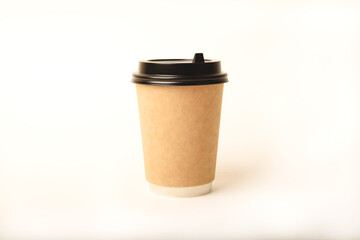 Zero waste coffee paper cup on the white background.
