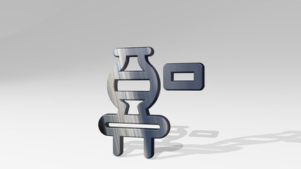 museum art casting shadow from a perspective. A thick sculpture made of metallic materials of 3D rendering. editorial and architecture