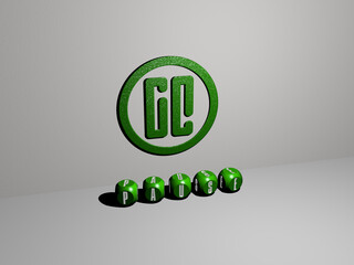 3D representation of pause with icon on the wall and text arranged by metallic cubic letters on a mirror floor for concept meaning and slideshow presentation. illustration and break