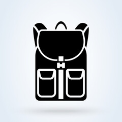 Backpack travel icon logo design illustration. school bags. vector Simple modern icon design illustration.