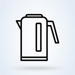 Teapot or electric kettle. Isolated on white. Household appliances. Electronic device. Tea kettle for boiling water icon sign. Simple modern icon design illustration.