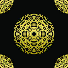 Gold Floral Ornament Mandala Yoga Vector