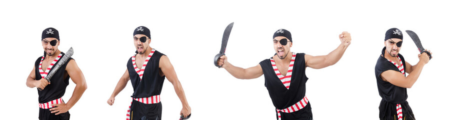 Man in pirate costume in halloween concept