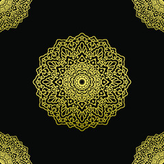 Gold Floral Ornament Mandala Yoga Vector
