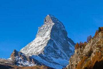 Stunning view of the famous Matterhorn above Zermatt