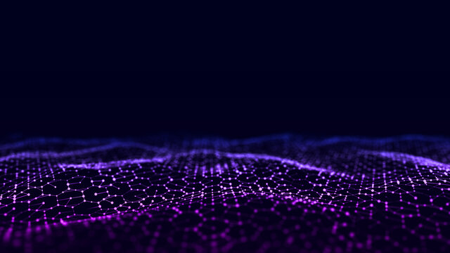 Computer geometric digital connection structure. Business inteligence technology background. Binary code algorithms deep learning. Abstract 3D rendering. Artificial intelligence