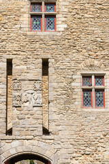 details of the facade of the castle of Suscinio, at the edge of the Atlantic Ocean, in Brittany