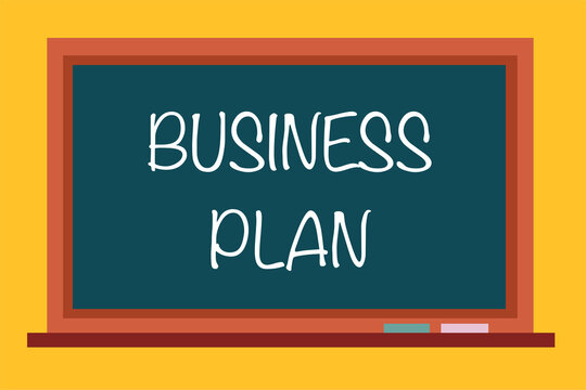"Business Plan" Title on a Green Board - Vector Illustration