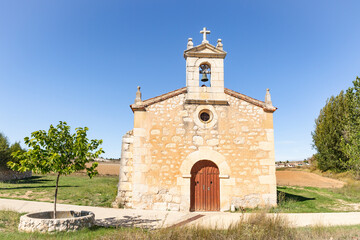 Fototapeta na wymiar old Hermitage of Brazacorta village next to the cemetery, province of Burgos, Castile and Leon, Spain 