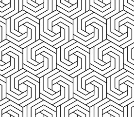 Vector seamless swirl hexagon pattern. Modern stylish thin linear texture.