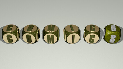 combination of comics built by cubic letters from the top perspective, excellent for the concept presentation. illustration and cartoon