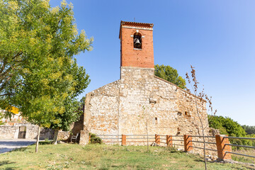 Our lady of Brazacorta parish church in Brazacorta village, province of Burgos, Castile and Leon,...