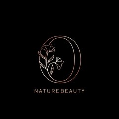 Elegance Nature Beauty Outline Flower Initial Letter O logo icon in vector ornate Flower leaf template design