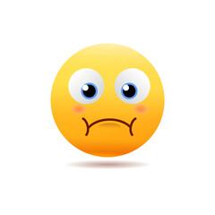 Fototapeta premium Sad emoticon in trendy flat style. Sorrowful emoji vector illustration. EPS