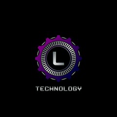 Technology Gear Rail L Letter Logo vector design, the techno logo for industrial, automotive, technology and more brand identity.