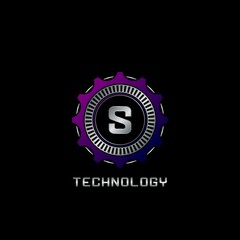 Technology Gear Rail S Letter Logo vector design, the techno logo for industrial, automotive, technology and more brand identity.