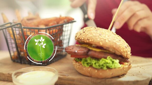 Burger im Restaurant mit Sojapflanze-Animation 02