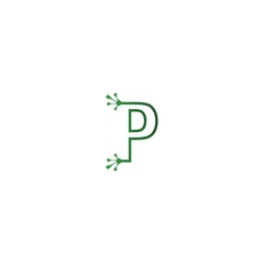 Letter P logo design frog footprints concept
