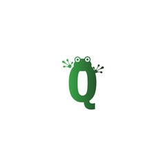 Letter Q logo design frog footprints concept