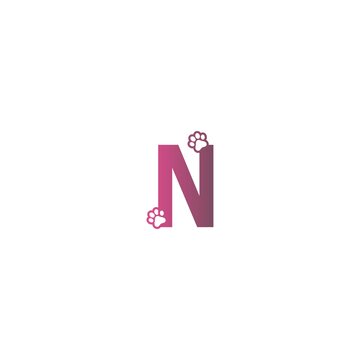 Letter N logo design Dog footprints concept